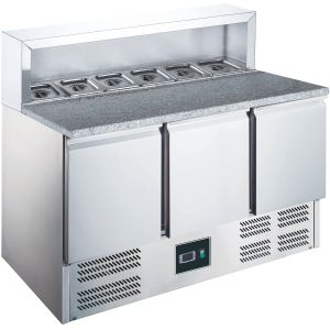 ZORRO Pizzatisch ZPS 903 | 3 Türen | Edelstahlaufsatz | 1365x700mm
