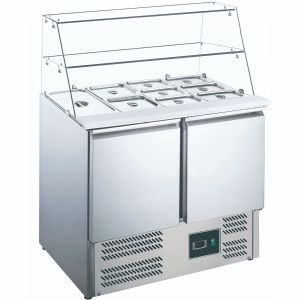 ZORRO Saladette ZS 900 G | 2 Türen | Glasaufsatz | 900x700mm | für 2x 1/1 + 2x 1/4 GN