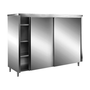 SARO Edelstahl-Lagerschrank mit Schiebetüren AISI 430, Flachdach, 1000x600 mm