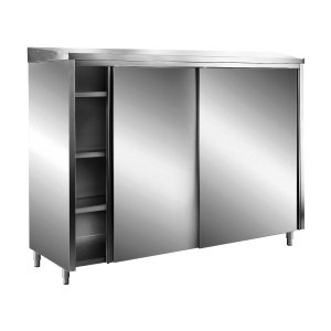 SARO Edelstahl-Lagerschrank mit Schiebetüren AISI 304, Schrägdach, 1000x600 mm