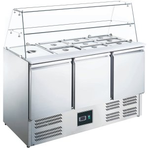 ZORRO Saladette ZS 903 G | 3 Türen | Glasaufsatz | 1365x700mm | für 4x 1/1 GN