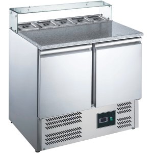 ZORRO Pizzatisch ZPS 900 G | 2 Türen | Glasaufsatz | 900x700mm